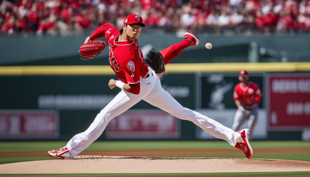 Japanese pitcher Shohei Ohtani of the Anaheim Angels in MLB